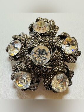 Vintage Crystal Rhinestone Brutalist Brooch